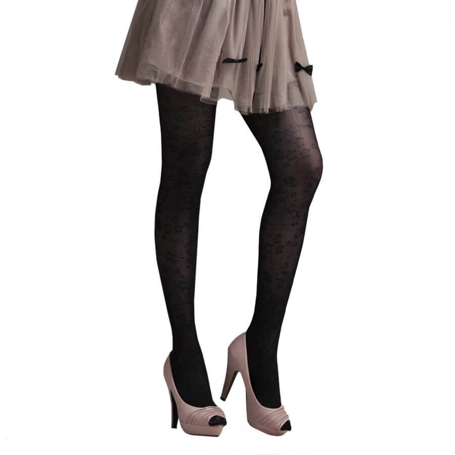 Fashion Jacquard Pantyhose-Floral Pattern